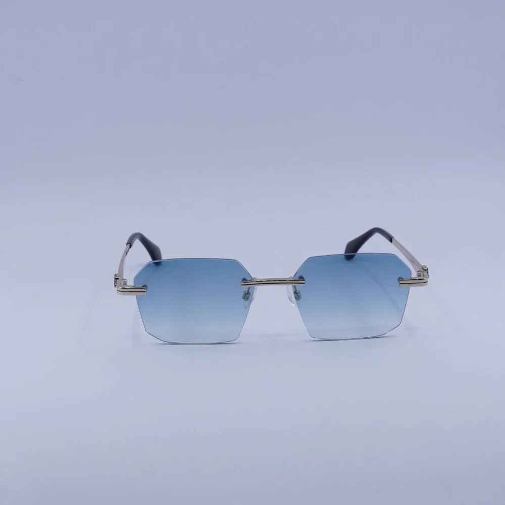 Palm Angels PERI10G QUARTZ 7644 Sunglasses Gold Geometric Frame, Blue Lenses